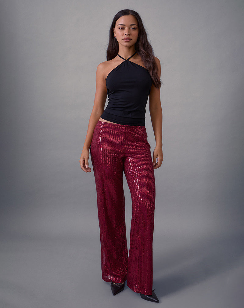 WILAGA-TROUSER-CLEAR-TINTED-SEQUIN-MAROON-3302